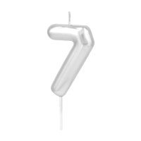 Sv��ka dortov� leskl� "7" st��brn� 6 cm