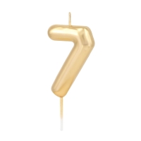 Sv��ka dortov� leskl� "7" zlat� 6 cm