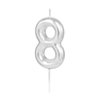 Sv��ka dortov� leskl� "8" st��brn� 6 cm