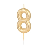 Sv��ka dortov� leskl� "8" zlat� 6 cm