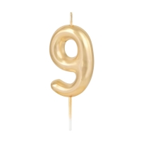 Sv��ka dortov� leskl� "9" zlat� 6 cm