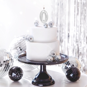 Svka dortov leskl "0" stbrn 6 cm