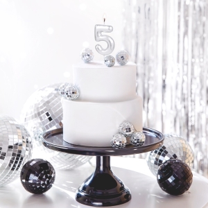 Svka dortov leskl "5" stbrn 6 cm