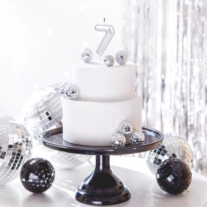 Svka dortov leskl "7" stbrn 6 cm