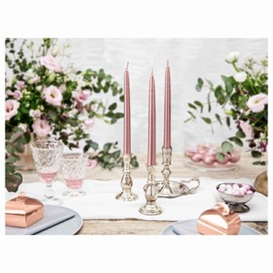 Svíčka kónická metalická růžové zlato 10 ks