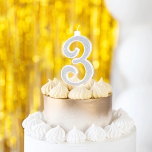 Svka narozeninov slo "3" tpytiv stbrn 13 cm