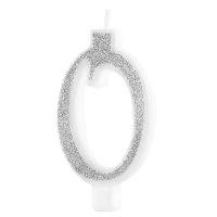 Sv��ka narozeninov� ��slo "0" t�pytiv� st��brn� 7 cm