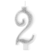 Sv��ka narozeninov� ��slo "2" t�pytiv� st��brn� 7 cm