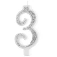 Sv��ka narozeninov� ��slo "3" t�pytiv� st��brn� 7 cm