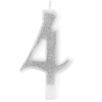 Sv��ka narozeninov� ��slo "4" t�pytiv� st��brn� 7 cm
