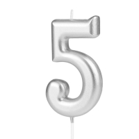 Sv��ka narozeninov� ��slo "5" st��brn� 7 cm