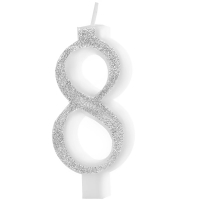 Sv��ka narozeninov� ��slo "8" t�pytiv� st��brn� 7 cm
