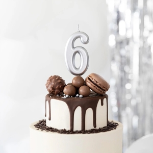 Svka narozeninov slo "6" stbrn 7 cm