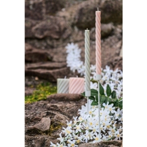 Svíčka vysoká úzká spirálová šedá 26 cm 2 ks