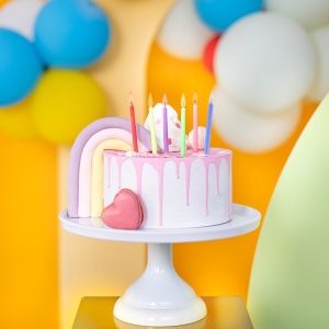 Svky narozeninov barevn s barevnmi plamnky 6 ks