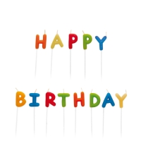 Svíčky dortové Happy Birthday barevné 7,5 cm