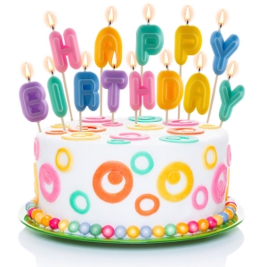 Narozeninové svíčky Happy Birthday barevné