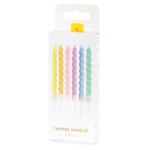 Svíčky dortové kroucené pastel mix 8,5 cm 6 ks