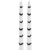 Svíčky vysoké bílé s netopýry 24 cm 2 ks