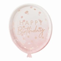 TALÍŘE ve tvaru balónků růžové 8ks