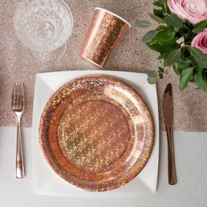 TALÍŘE holografické Rose Gold 22,5cm 10ks