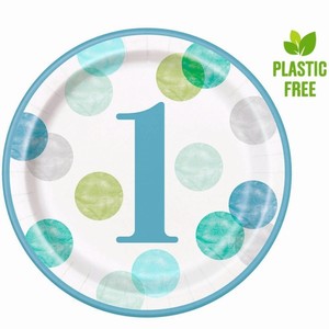 TALE paprov 1. narozeniny s modrmi puntky 8ks