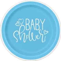 Talíře papírové Baby Shower modré 8 ks
