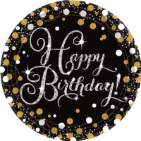 Tale paprov Sparkling Celebrations Happy Birthday 23 cm 8 ks