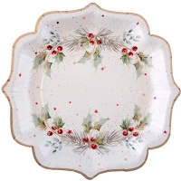 Tal��e pap�rov� b�l� s v�tvi�kami 21cm 10ks