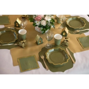 Tale paprov olivov se zlatm okrajem a puntky 21 cm 10 ks