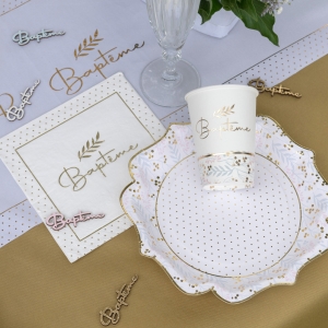 Tale paprov rovo - modr kvty se zlatm lemovnm 21 cm 10 ks