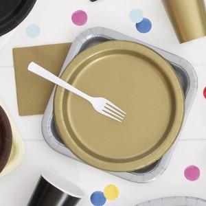 TALÍŘE papírové zlaté 22cm 16ks ECO