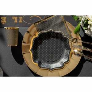 TALÍŘKY černé se zlat.puntíky a lemováním