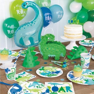Papírové talíře v modrozelené barvě Dino