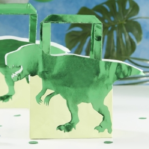 Taška dárková Dino metalicky zelená 19 x 22 cm 5 ks