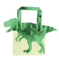 Taška dárková Dino metalicky zelená 19 x 22 cm 5 ks