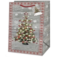 Taška dárková Jumbo Vánoční stromeček a vločky 44,5 x 33 x 13,7 cm