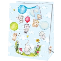 Taška dárková Jumbo Zvířátka s balónky 33 x 13,7 x 44,5 cm