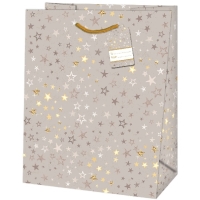 Taška dárková Maxi Hvězdy zlato-stříbrné 33 x 26,7 x 13,7 cm