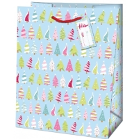 Taška dárková Maxi Vánoční stromečky barevné 33 x 26,7 x 13,7 cm