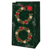 Taška dárková Piccolo zelená Vánoční věnec 21 x 11 x 6,5 cm