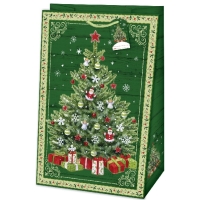 Taška dárková XXL zelená Vánoční stromeček 73 x 18 x 49 cm