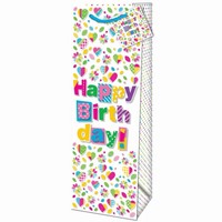 Taška dárková na láhev Happy Birthday Color 36 x 12,6 x 8,9 cm