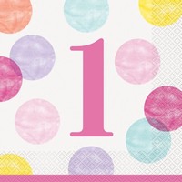 UBROUSKY 1. narozeniny s růžovýmii puntíky 16ks