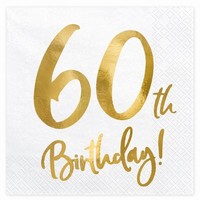 UBROUSKY 60.narozeniny bílé se zlatým nápisem 33x33cm
