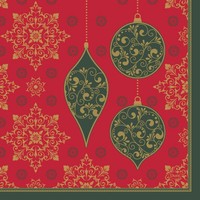 UBROUSKY Tissue červené s Vánoční ozdobou 33 x 33 cm 20ks 3-vrs