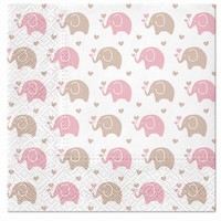 UBROUSKY papírové Baby Elephants růžové 33x33cm 20ks