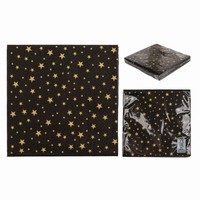 UBROUSKY papírové černé Hvězdy zlaté 33x33cm 20ks