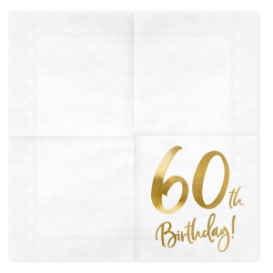 Ubrousky 60.narozeniny bl se zlatm npisem 33x33cm