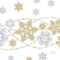 Ubrousky Tissue bílé s vločkami Snow Glitter 24 x 24 cm 20 ks